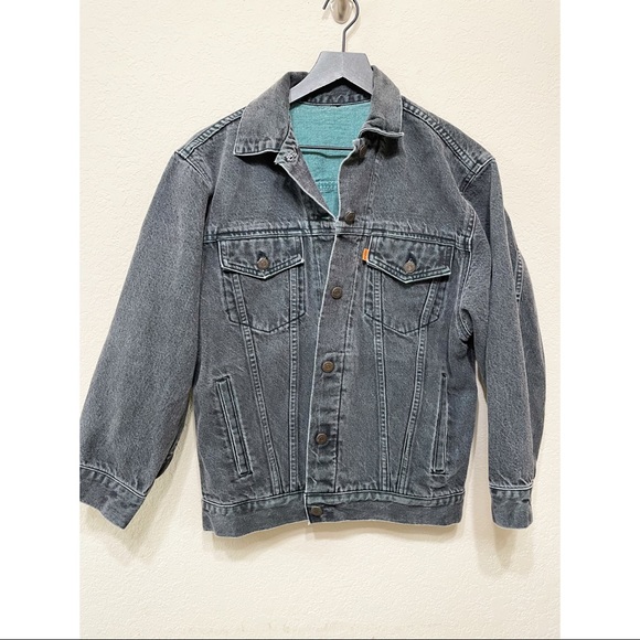 Levi’s Oversized Orange Tab Black Denim Jacket